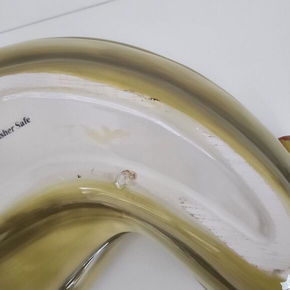 Green Autumn Gourd Maple Leaf Serving Dish Microwave Dishwasher Safe Curved - Picture 8 of 9